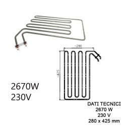 Resistenza Sauna Helo SEPC95 2670W 230V | Ricambio 425x280mm