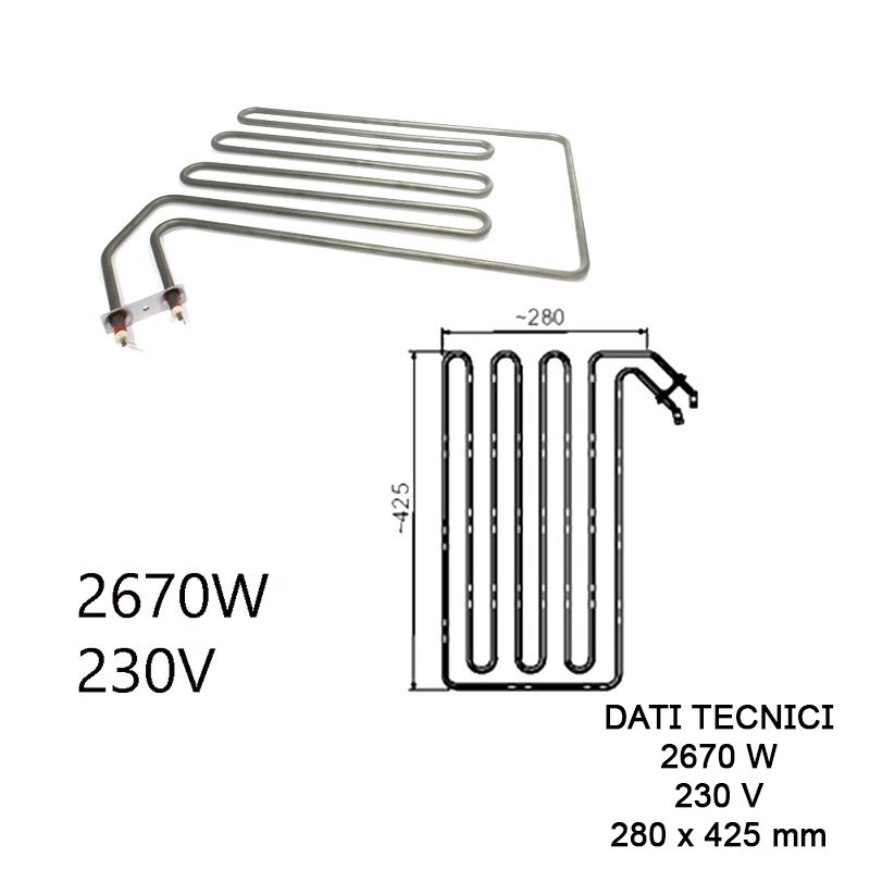 Resistenza Sauna Helo SEPC95 2670W 230V | Ricambio 425x280mm