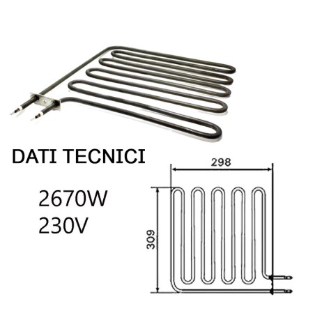 Resistenza Sauna Harvia ZSB-228 2670W 230V | Ricambio 288x298mm