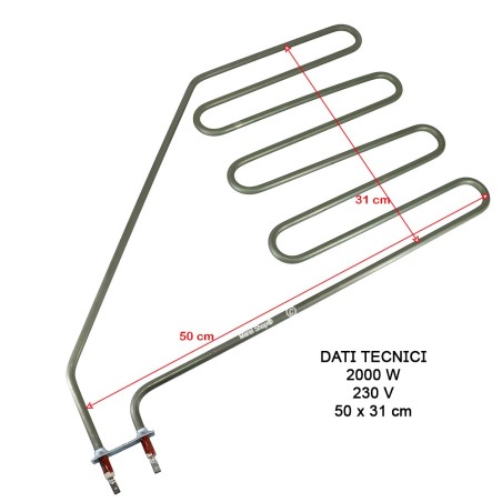 Resistenza Sauna HELO SEPC-11 2000W 230V | Ricambio 490x320mm